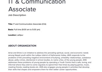 Vacancies at ARISE AND SHINE NEPAL